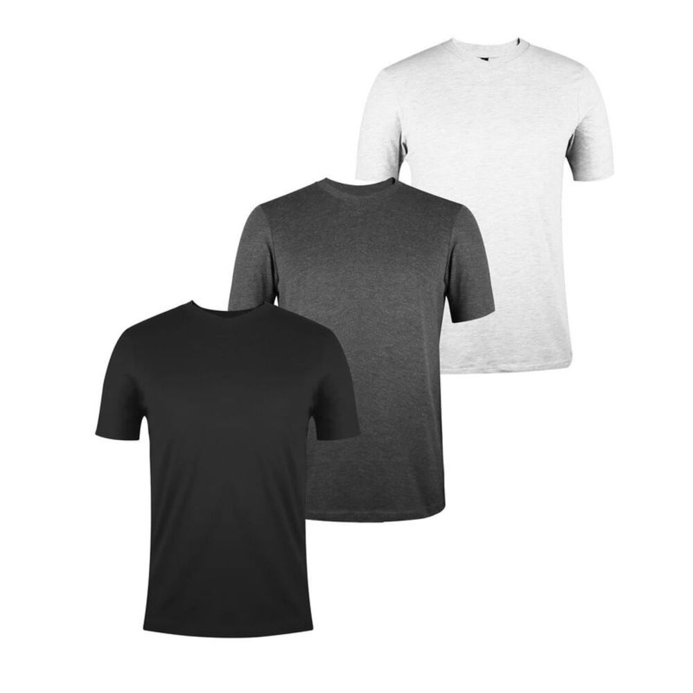 Donnay Mens Cotton Blend T-Shirt (Pack of 3) / Grey Marl/Charcoal Marl/Black